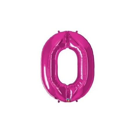 Globo numero 0 rosa de foil para helio o aire 55 x 88 cm