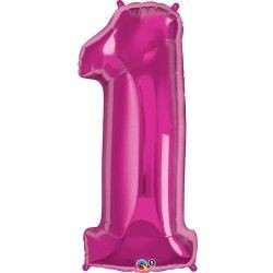 Globo numero 1 rosa de foil para helio o aire 86 x 33 cm