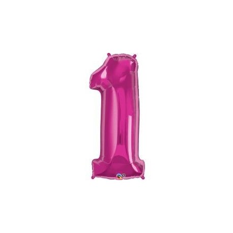 Globo numero 1 rosa de foil para helio o aire 86 x 33 cm