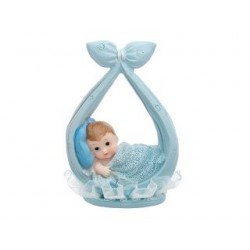 Figura nino en bufanda azul 11 cm babyshower o nacimiento