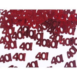 Confeti 40 cumpleanos en rojo 15 gr metalico