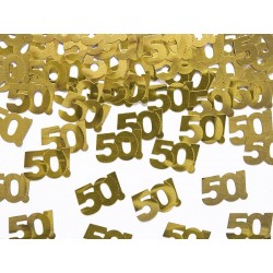 Confeti 50 cumpleaños en oro 15 gr metalico