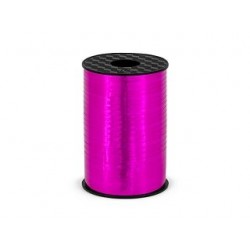 Lazo rosa fucsia metalico para globos o decoraciones 225 mt x 5 mm