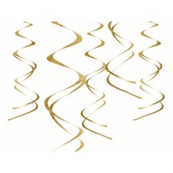 Colgantes espirales oro para decoracion techo 5 uds de 60 cm