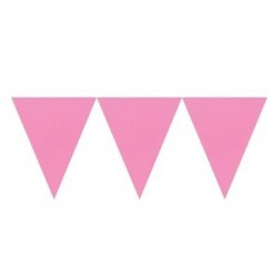 Banderin triangular rosa de papel 45 mt x 16 cm guirnalda