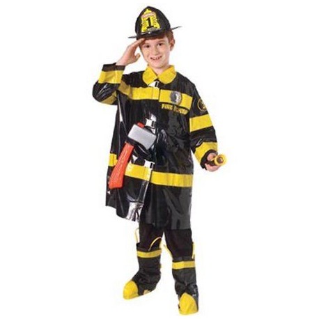 Disfraz bombero negro para nino talla 8 a 10 anos