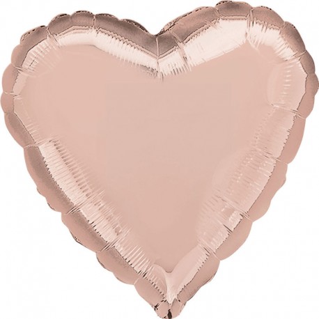 Globo corazon rosa dorado de 43 cm para helio y aire
