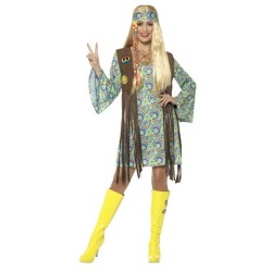 Disfraz hippie anos 60 vestido talla l mujer