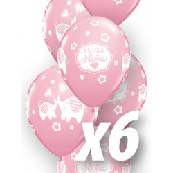 Globo es un nina elefante babyshower qualatex de 6 uds 30 cm