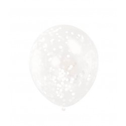 Globos transparentes con confeti blanco 6 uds 12 30 cm