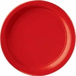 Platos rojos plastico duro 18 cm 6 uds premium