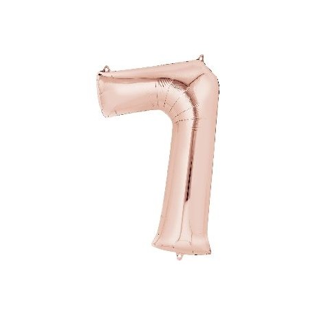 Globo numero 7 rosa dorado de foil para helio o aire 86 x 58 cm