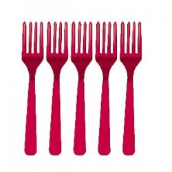 Tenedores rojos de plastico 10 unidades
