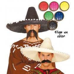 SOMBRERO MEXICANO PAJA 60 CM COLORES MEJICANO 1314