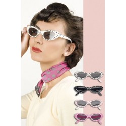 Gafas sandy anos 60 lunares unidad blancas y rosas