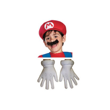 Guantes gorra y bigote Mario Bros nino infantil