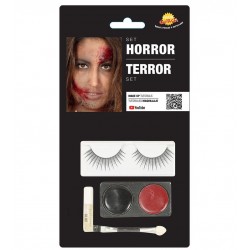 Kit maquillaje terror con pestanas para halloween