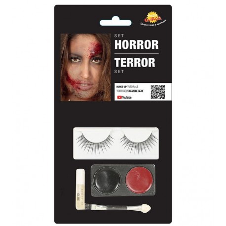 Kit maquillaje terror con pestanas para halloween