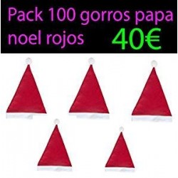 Pack 100 gorros papa noel rojos baratos
