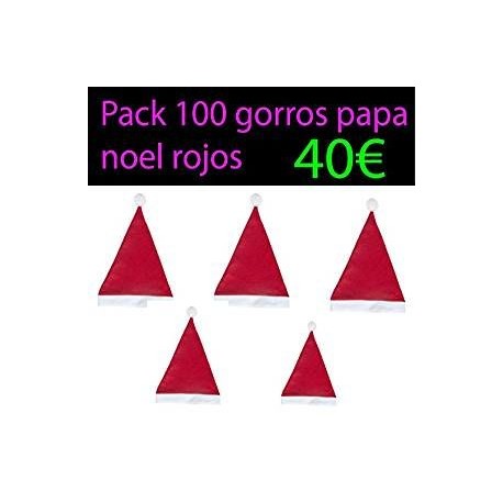 Pack 100 gorros papa noel rojos baratos