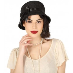 Sombrero dama de los anos 20 gorro charleston negro