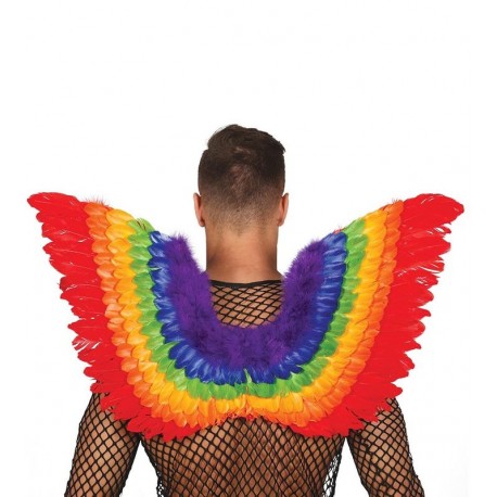 Alas plumas multicolor arco iris orgullo 80x50 cm