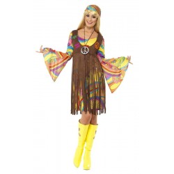 Disfraz Hippie chaleco marron para mujer años 60 tallas