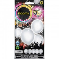 Globo blanco con luz led 5 uds Illoms Ballons