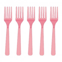 Tenedor rosa para fiestas 10 uds