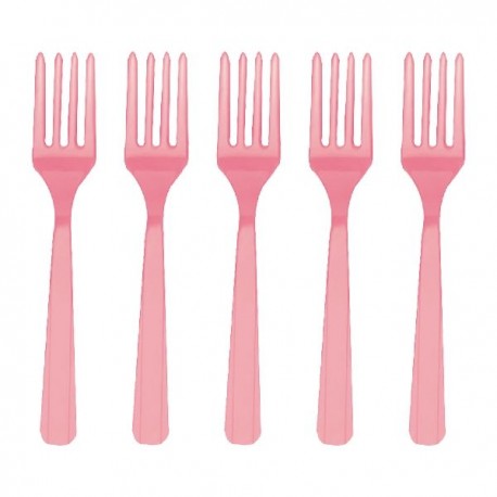 Tenedor rosa para fiestas 10 uds