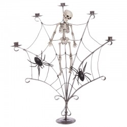 Candelabro calaveras halloween 5 velas con esqueleto