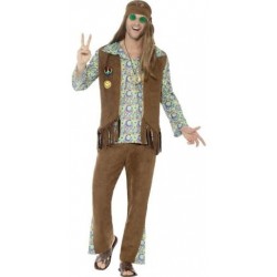 Disfraz hippie años 60 multicolor para hombre talla S