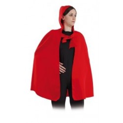Capa roja con capucha criada larga 135 cm mujer