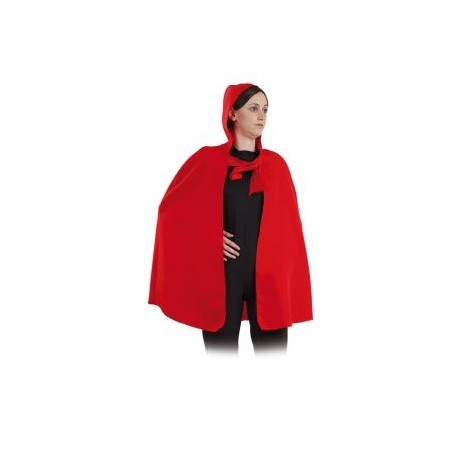 Capa roja con capucha criada larga 135 cm mujer