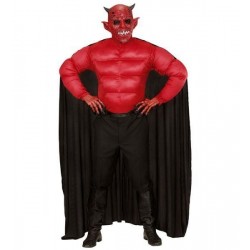 Disfraz diablo camisa musculosa roja con capa talla m