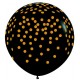 Globo negro confeti pintado oro 90 cm unidad