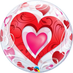 Globo corazones burbuja transparente qualatex 22" 55 cm unidad