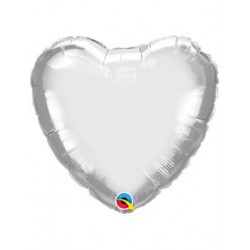 Globo corazon Chrome plata Qualatex 45 cm unidad