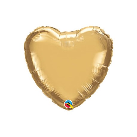 Globo corazon Chrome oro Qualatex 45 cm unidad