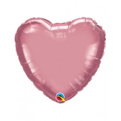Globo corazon Chrome rosa mauve Qualatex 45 cm unidad