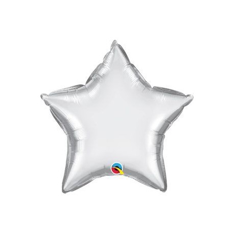 Globo estrella Chrome plata Qualatex 45 cm unidad