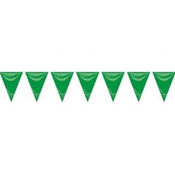 Banderin triangular plastico verde 25 metros 20x30 cm