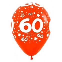 Globo 60 cumpleaños de latex 30 cm 12 uds sempertex colores surtidos