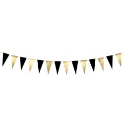 Guirnalda triangular banderines oro y negros 215 cm