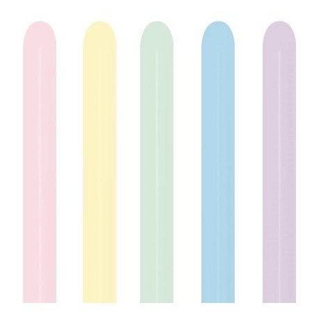 Globo colores pastel surtidos 5x150 cm modelar 50 uni