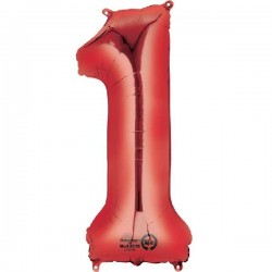Globo numero 1 rojo de foil para helio o aire 86 x 55 cm
