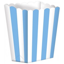 Caja para palomitas rayas blancas y azul 5 uds de 13 cm
