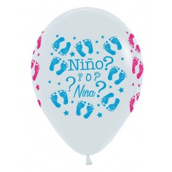 Globo blanco Nino o Nina 12 uds de 30 cm