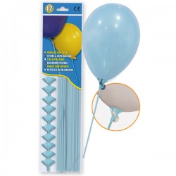 Varillas para globos con soportes azul claro 12 uds