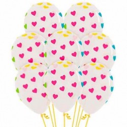 Globos transparentes con corazones colores 12 uds 30 cm